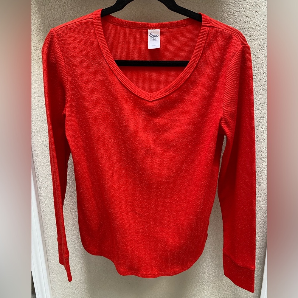 Sleep Chic, Women’s/Juniors, Pajama Top, Long Sleeve, Red, Size S